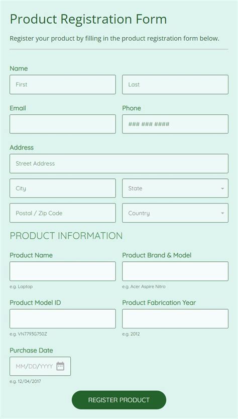 Product registration .